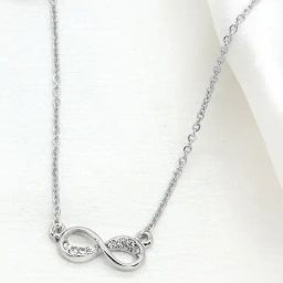 Joker & Witch Simply Elegant Rhinestones Studded Infinity Silver Necklace-image-53