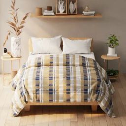 KOPA Romelio Sand & Blue Microfibre Floral Double Comforter-image-49