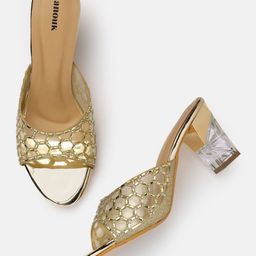 Anouk  Block Heeled Sandals with Western Embellishment-55
