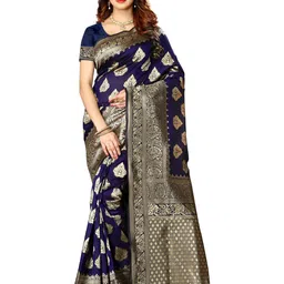 KALINI Woven Design Zari Silk Blend Kanjeevaram Saree-image-88