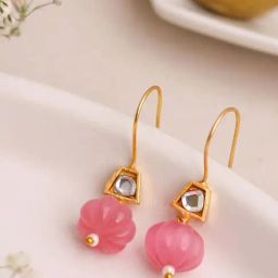 Johori Pink & Golden Drop Earrings-47