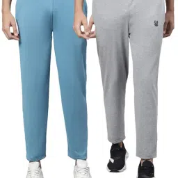 Vimal Jonney Blue & Grey Melange Cotton Lounge Pants - Pack of 2-image-62