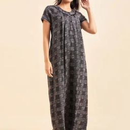 Sweet Dreams Grey Cotton Printed Night Gown-image-96