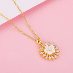 GIVA Love is Everywhere 925 Sterling Silver Daisy Affair Pendant with Link Chain in Gold-Plating-image-46