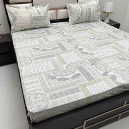 Pure Decor Green & White Ethnic Motifs 260 TC King Bedsheet with 2 Pillow Covers-picture-17