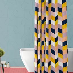 ArtzFolio White & Blue Printed Waterproof Shower Curtain-image-79