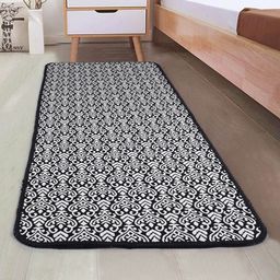 Saral Home Soft Cotton Tufted Jaquard Bedside Runner- Black-picture-10