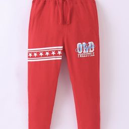 Olio Kids Sinker Full Length Track Pant Text Print - Red-picture-21