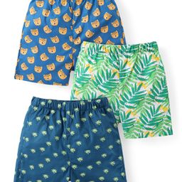 Babyhug Poplin Woven Boxers With Tropical & Animal Print Pack Of 3 - Multicolor-image-31