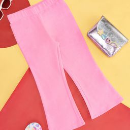 Pantaloons Junior Terry Solid Bell Bottom Pant - Sachet Pink-picture-1