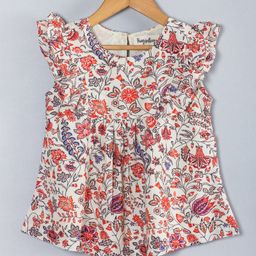 Hungsntugs Sleeveless Floral Printed Top - Off White-image-3
