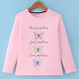Doreme Single Jersey Knit Full Sleeves T-Shirt With Butterfly & Text Print - Lace Pink-image-90