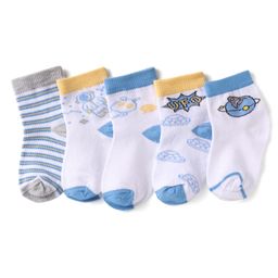 Doodle Poodle Cotton Knit Ankle Length Socks with Space Theme Design Pack of 5 - Bright White-image-88