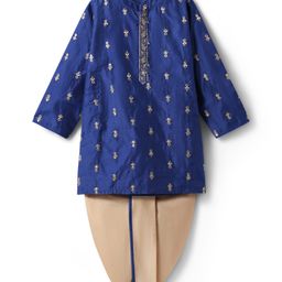 Babyhug Woven Full Sleeves Kurta Dhoti Set with Floral Embroidery & Sequin Detailing - Navy Blue-image-76
