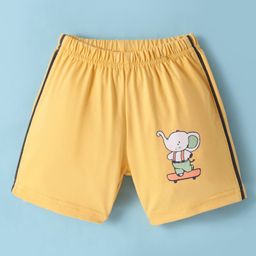 Tango Single Jersey Knit Knee Length Shorts with Elephant Print - Yellow-image-72