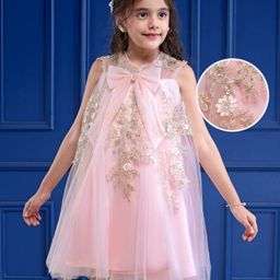 Mark & Mia Woven Sleeveless Party Dress With Floral Embroidery Sequin Detailing & Bow Applique - Pink-image-57