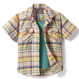 Dapper Dudes Half Sleeves Checked Shirt With Attached Tee - Yellow-image-57