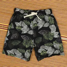 The Lion and the Fish Viscose Woven Leaves Printed Shorts - Black-picture-32