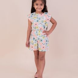 Snuggly MONKEY Poplin Sleeveless Floral Printed Jumpsuit - White-image-86