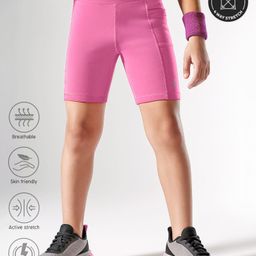 Pine Active Premium Knit Ultra Comfort Super Stretch Aero Soft Solid Cycling Shorts - Pink-image-89