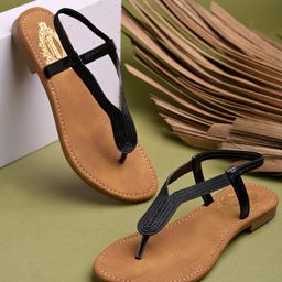 Shoetopia Abstract Designed With Backstrap Sandals - Black-picture-5