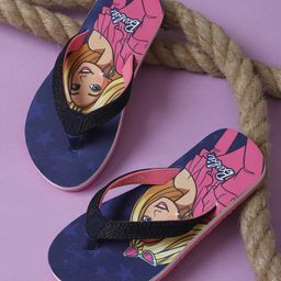 Kidsville Mattel Featuring Barbie Printed Flip Flops - Navy Blue-picture-36