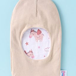 Ben Benny Interlock Knit Reversible Monkey Cap With Unicorn Print Light Pink & Peach - Diameter 10.5 cm image 2