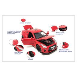 Magicwand Die-Cast Metal 1:32 Scale GT-R with Openable Doors and Pull Back Action Music & Lights - Color May Vary image 2
