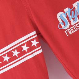 Olio Kids Sinker Full Length Track Pant Text Print - Red image 3
