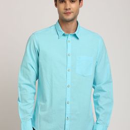 Indian Terrain Men Classic Spread Collar Solid Cotton Casual Shirt-picture-35