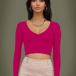 Dream Beauty Fashion Women V-Neck Crop Fitted Top-picture-29