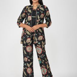 Bindigasm Floral Printed Mandarin Collar Top & Trouser With Jacket-picture-6