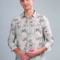 Blu MNKY Men Smart Slim Fit Floral Printed Spread Collar Casual Shirt-image-79