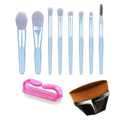 zemglam Set Of 8 Mini Makeup Brushes With 1Pc Nail Cleaning Brush & 1 Blush Brush-20