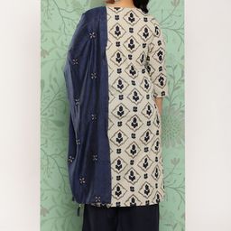 Yufta Plus Size Ethnic Motifs Printed Pure Cotton Kurta with Palazzos & With Dupatta image 3