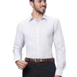 Raymond Grey Cotton Slim Fit Checks Shirt-image-56