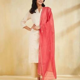Fabindia Red Regular Fit Embroidered Dupatta-picture-25
