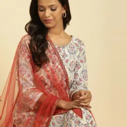 W Red Plain Dupatta image 4