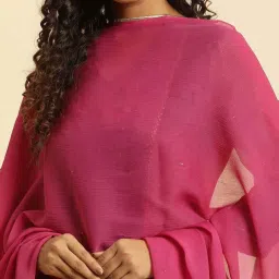 W Pink Plain Dupatta image 4
