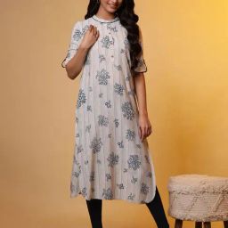 Aurelia Beige Regular Fit Floral Kurta-image-19