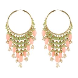 Aatmana Peach & Green Classic Hoop Earrings for Women image 4