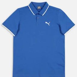 Puma Kids Collar Tipping Royal Blue Cotton Logo Polo T-Shirt-image-40