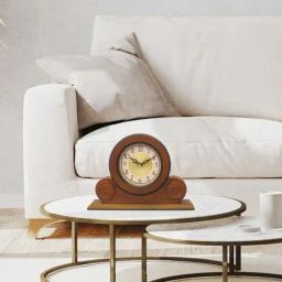 CHRONIKLE Round Brown Wood Table or Desk Clock-36