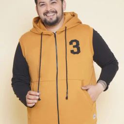 John Pride Brown Regular Fit Plus Size Hooded Sweatshirt-33