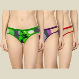 AROUSY Green & Purple Printed Bikini Panties - Pack Of 3-image-74