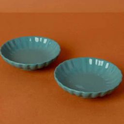 Freedom Tree Luna Blue Solid Handcrafted Ceramic Trinket Dish - Set Of 2-17