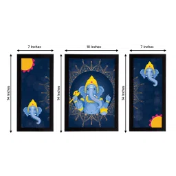 eCraftIndia Set of 3 Lord Ganesha Satin Matt Texture UV Art Painting image 4