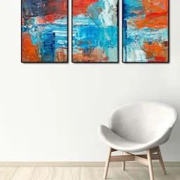 999store Blue & Orange Printed Tree Paintings - Set of 3-27