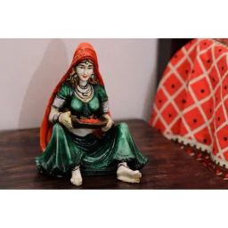 eCraftIndia Rajasthani Lady Cleaning Grains Handcrafted Decorative Polyresin Showpiece-image-74
