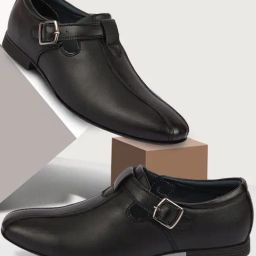 Fausto Men's Black Monk Shoes-image-10